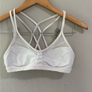 Lululemon White Strappy Back Sports Bra with Mesh Panels Size 4
